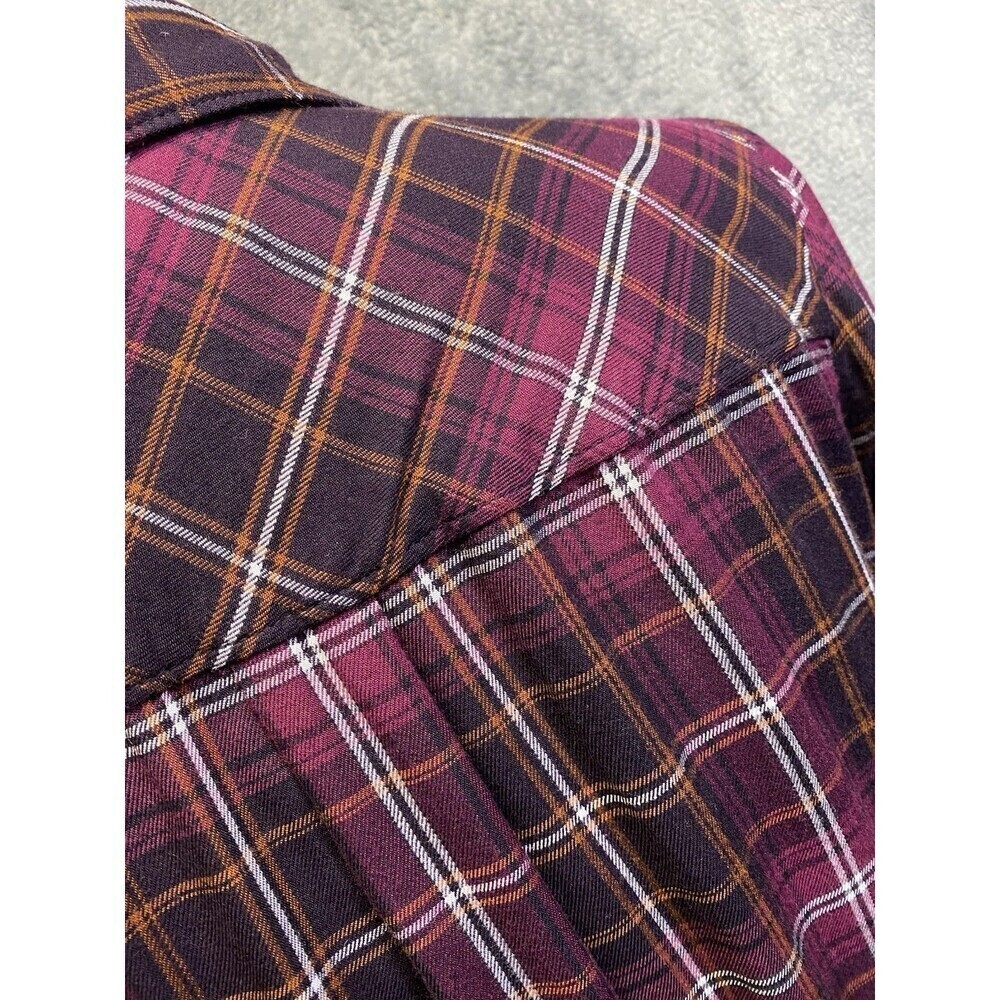 Banana Republic Women’s Plum Plaid, Button Down, Tie Waist Shirt Dress Size 2 - Picture 8 of 16